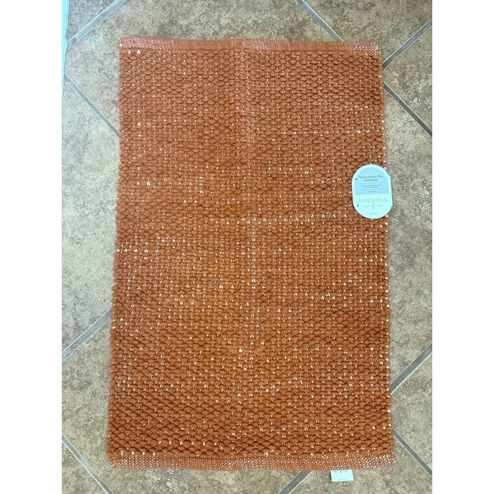 Threshold Performance Plus Bath Rug 20x30 Brown Textured Cotton Reversible
